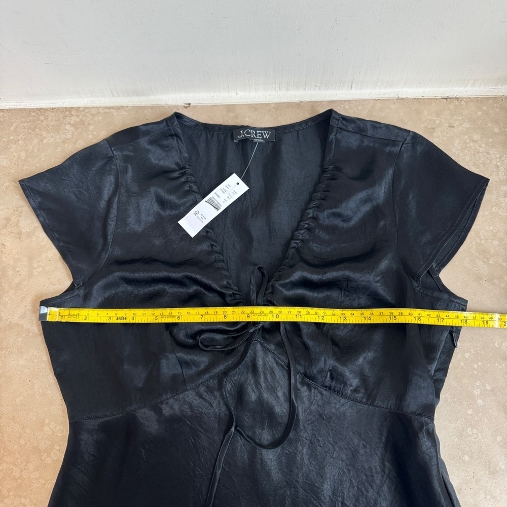 J Crew Black V Neck Short Cap Sleeve Knee Length Slip Dress Womens Size 6 - Picture 9 of 15